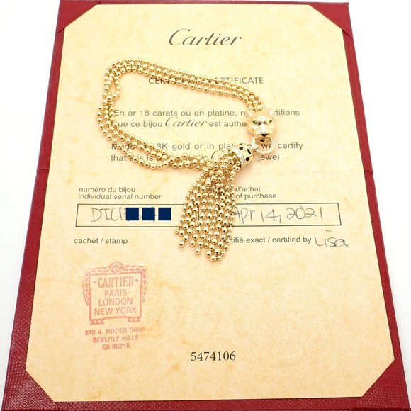 Authentic Panthere De Cartier Panther 18k Yellow Gold Diamond Tsavorite Bracelet - Picture 3 of 12